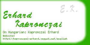 erhard kapronczai business card